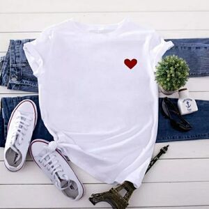 Simple Heart Soft Graphic Tee Shirt